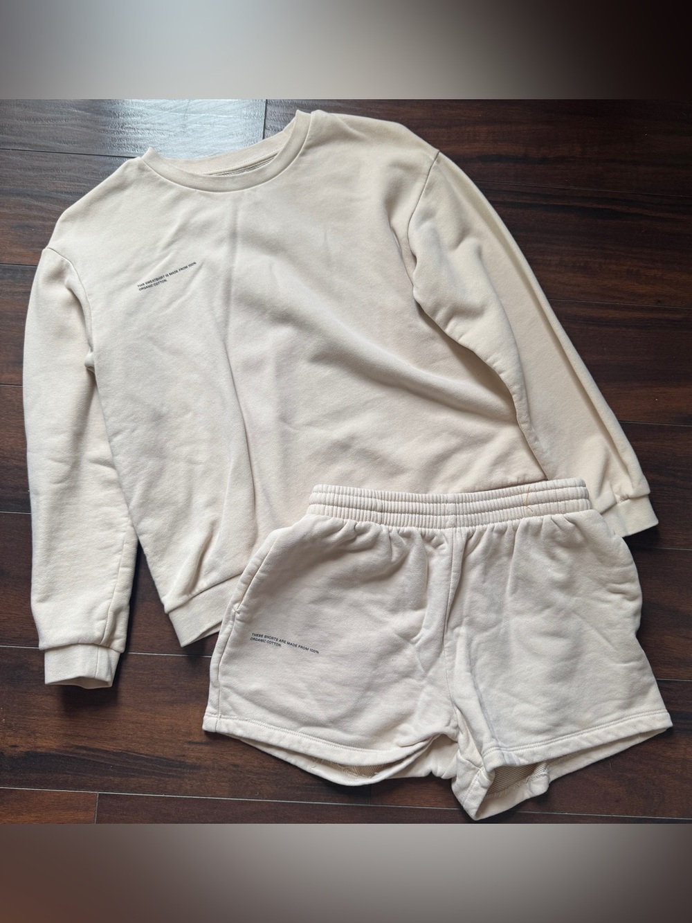 PANGAIA kids organic sweatshirt and short sand